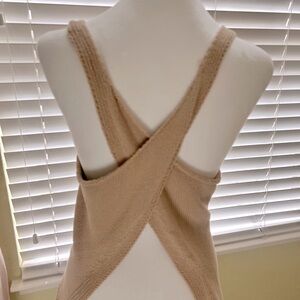 Beige Sleeveless Open Back Knit Top